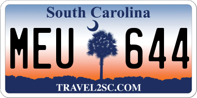 SC license plate MEU644