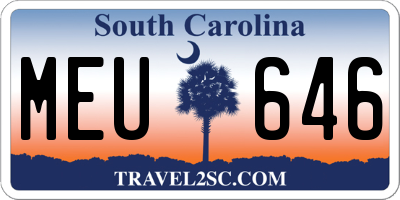 SC license plate MEU646