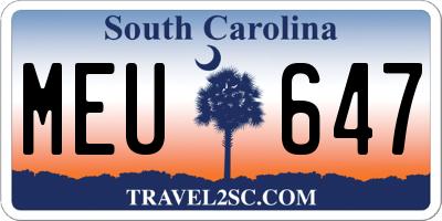 SC license plate MEU647