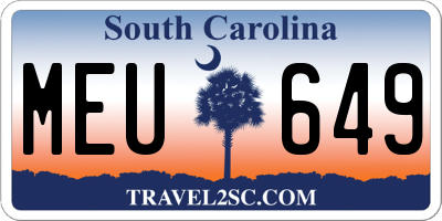 SC license plate MEU649