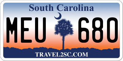 SC license plate MEU680