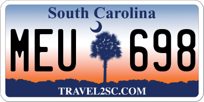 SC license plate MEU698