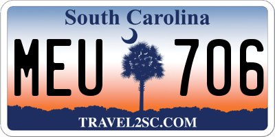 SC license plate MEU706