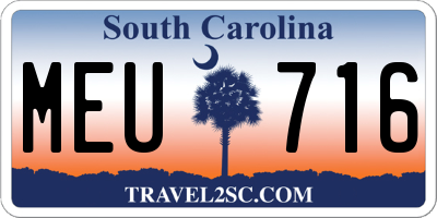 SC license plate MEU716