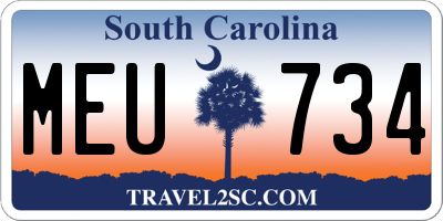 SC license plate MEU734