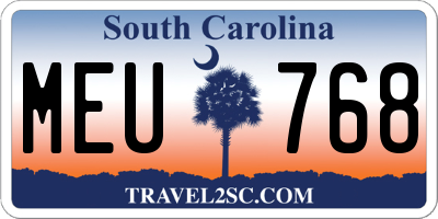 SC license plate MEU768