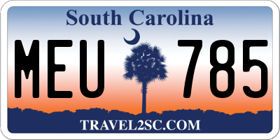 SC license plate MEU785
