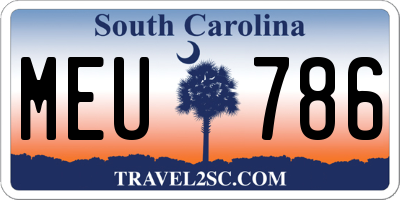 SC license plate MEU786