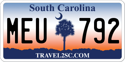SC license plate MEU792