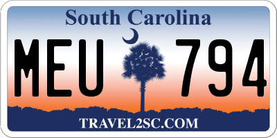 SC license plate MEU794