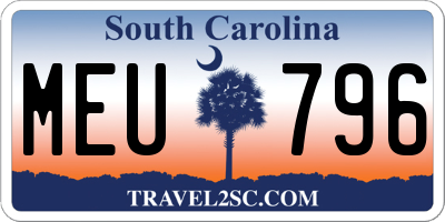 SC license plate MEU796