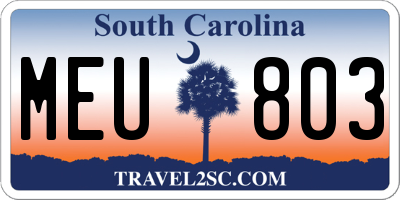 SC license plate MEU803