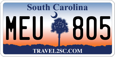 SC license plate MEU805