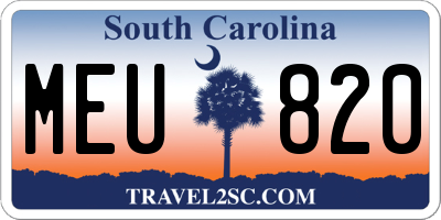 SC license plate MEU820