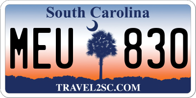 SC license plate MEU830