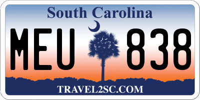 SC license plate MEU838