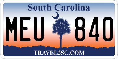 SC license plate MEU840