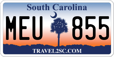 SC license plate MEU855