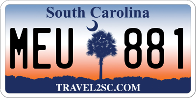 SC license plate MEU881
