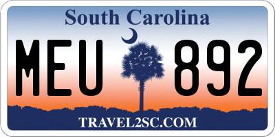 SC license plate MEU892