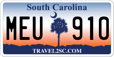SC license plate MEU910