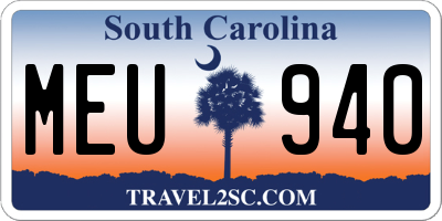 SC license plate MEU940