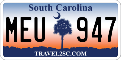 SC license plate MEU947