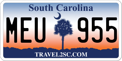 SC license plate MEU955