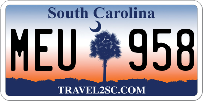 SC license plate MEU958