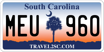 SC license plate MEU960