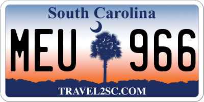 SC license plate MEU966