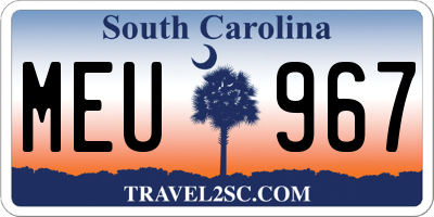 SC license plate MEU967