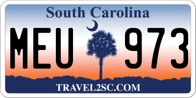SC license plate MEU973