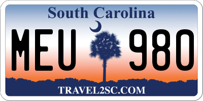 SC license plate MEU980