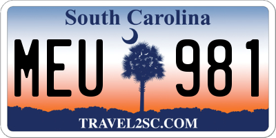 SC license plate MEU981