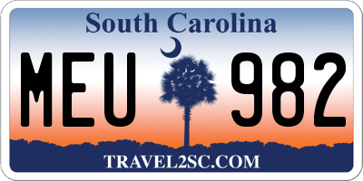SC license plate MEU982
