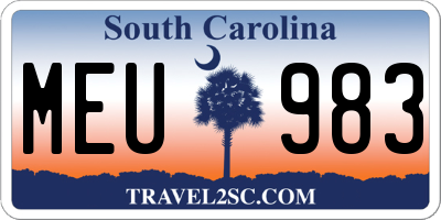 SC license plate MEU983