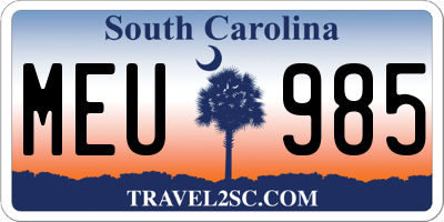 SC license plate MEU985