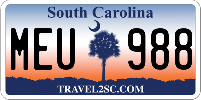 SC license plate MEU988
