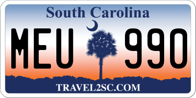 SC license plate MEU990