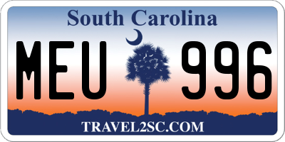 SC license plate MEU996