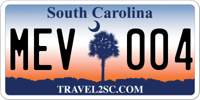 SC license plate MEV004