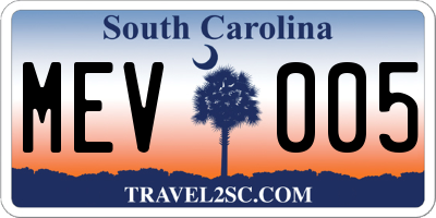 SC license plate MEV005