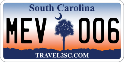 SC license plate MEV006
