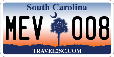 SC license plate MEV008