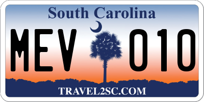 SC license plate MEV010