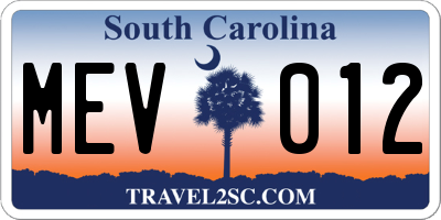 SC license plate MEV012