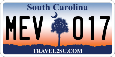 SC license plate MEV017
