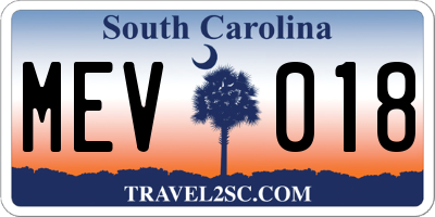 SC license plate MEV018