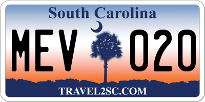 SC license plate MEV020